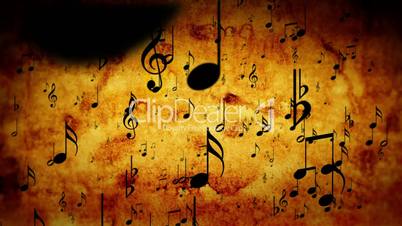 Animated background with musical notes, Music notes flowing, flying stream