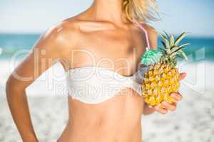 Woman holding a pineapple