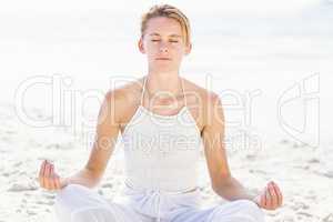 Beautiful woman in lotus position