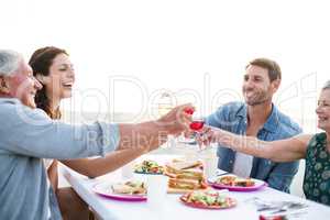 Happy family having a picnic at the beach