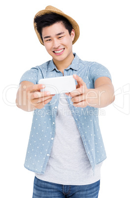 Young man clicking a selfie