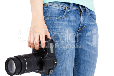 Woman holding a camera