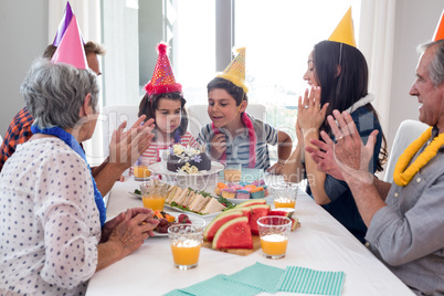 Happy family celebrating a birthday