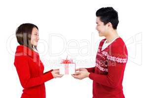 Man giving a gift to his woman