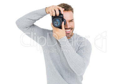 Man photographing with camera