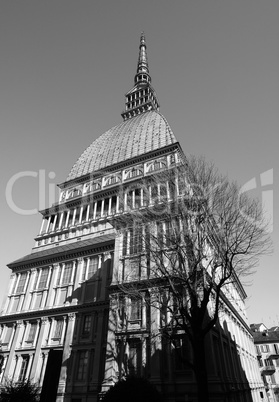 Mole Antonelliana in Turin in black_and_white