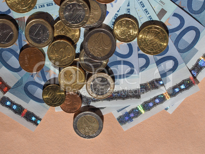 Euro coins and notes