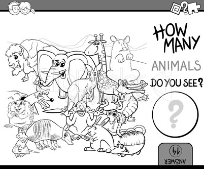 count animals coloring book