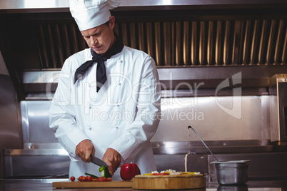 Chef slicing vegetables