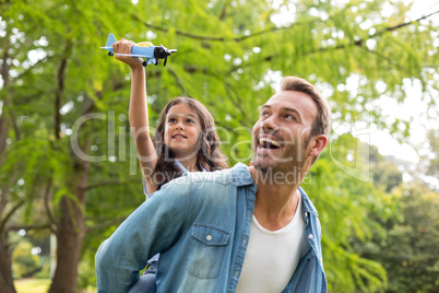 Father and daughter having fun