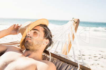 Man sleeping in hammock