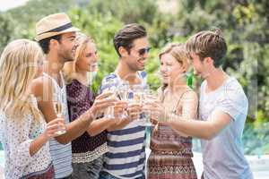 Group of friends toasting champagne glasses