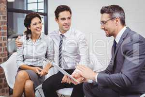 Businessman discussing with client