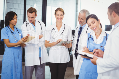 Female doctor using digital tablet