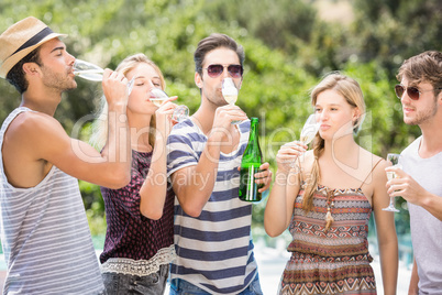 Group of friends drinking champagne
