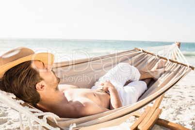 Man sleeping in hammock