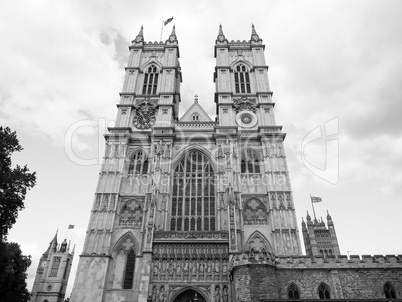 Black and white Westminster Abbey in London