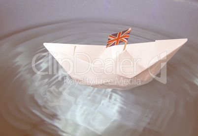 Paper ship with UK Flag vintage