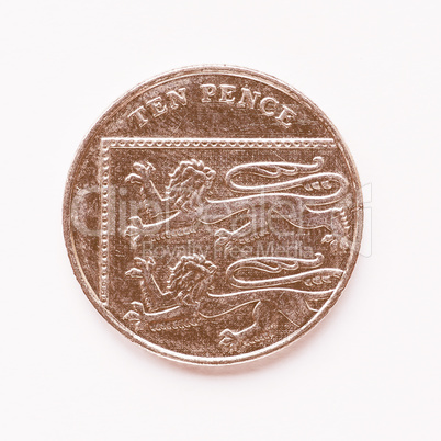 UK 10 pence coin vintage