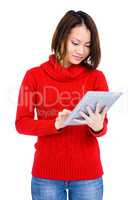 Young woman using digital tablet