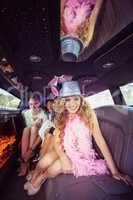 Frivolous women in a limousine