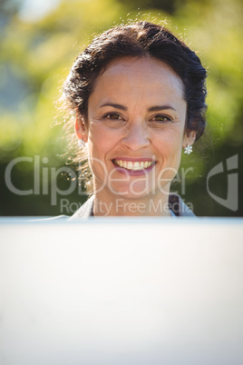 Businesswoman using laptop