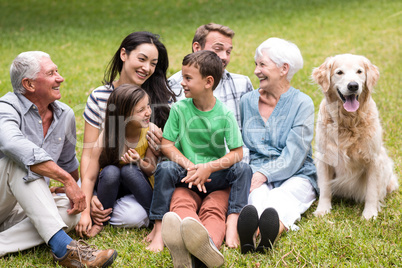 Happy family in a park