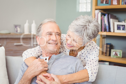 Romantic senior couple at home