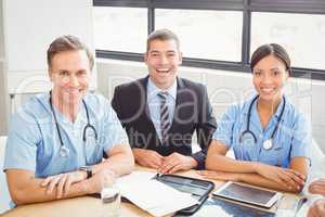Portrait of medical team smiling in conference room