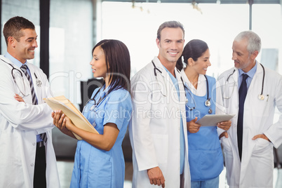 Medical team interacting with each other