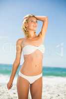 Woman posing at the beach