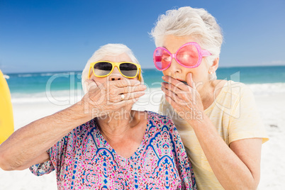 Portrait of surprised senior woman