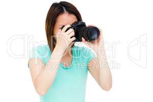 Woman photographing with camera