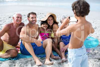 Cute multi generation family taking a picture