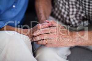 Senior couple holding hand