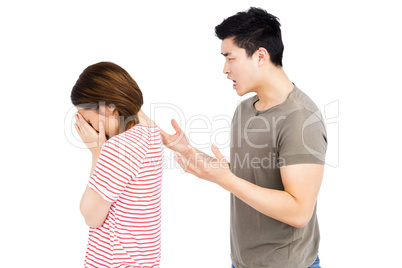 Young man and young woman into an argument