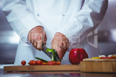 Chef slicing vegetables