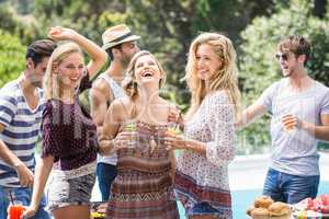 Group of friends enjoying at outdoors barbecue party