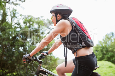 Woman riding her bike