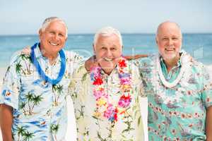 Senior men standing at the beach