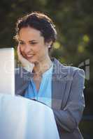 Businesswoman using laptop