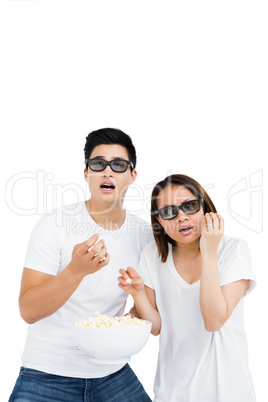 Young couple watching a 3d movie