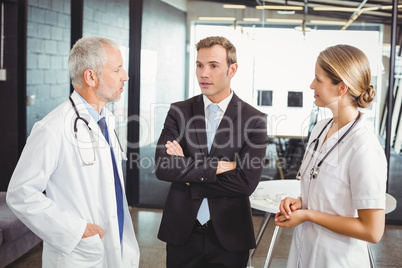 Medical team interacting with each other