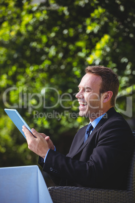 Businessman using tablet