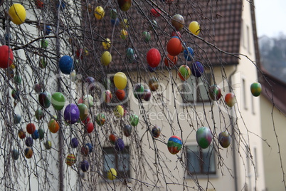 Fountain decorated Easter eggs