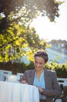 Businesswoman working with a coffee