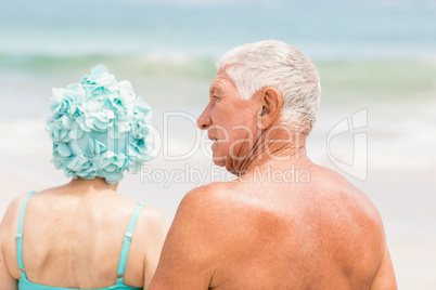 Senior couple in beachwear
