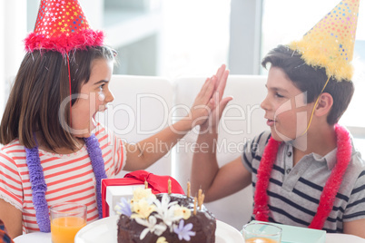 Siblings celebrating birthday