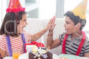 Siblings celebrating birthday