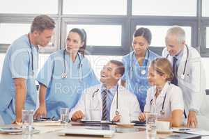 Medical team interacting in conference room